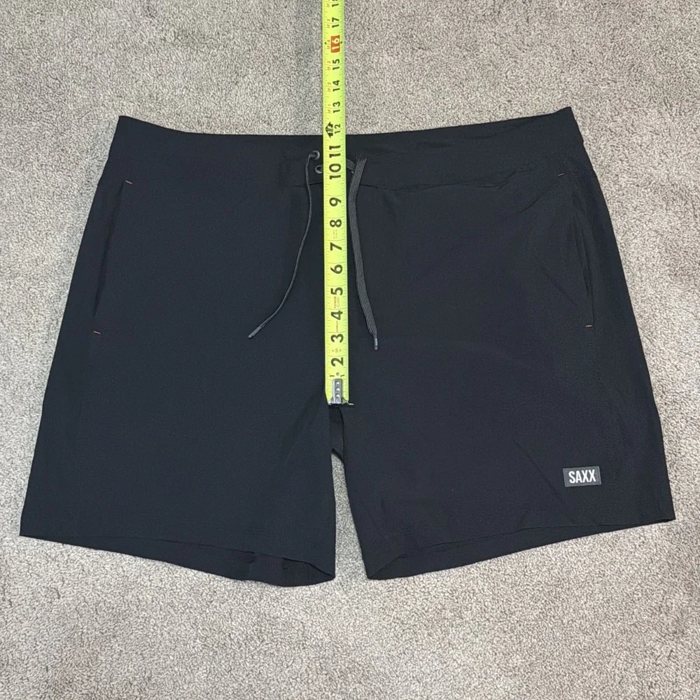 Saxx Shorts Mens 38x7 Black Betawave 2N1 Lined Board Shorts W/Ballpark Pouch